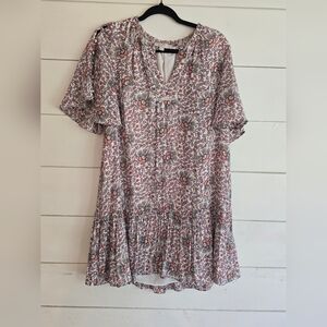 Floral V-Neck Ruffle Hem Dress